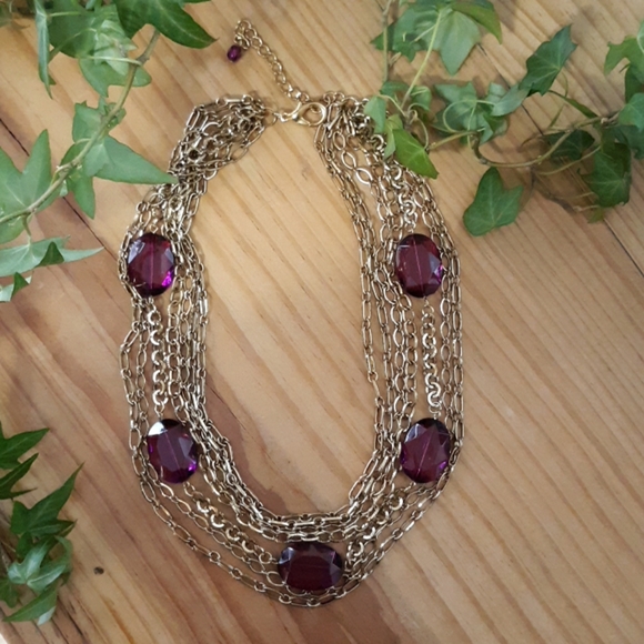 Jewelry - Gold & Magenta Statement Necklace
